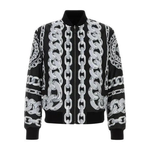 Reversible Chains Print Bomber Jacket - Versace - Modalova