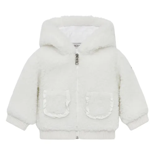 White Zip Up Cardigan for Baby Girls - Moncler - Modalova