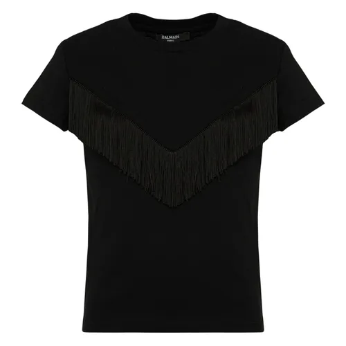 Fringed T-Shirt with Luxe Fringing - Balmain - Modalova