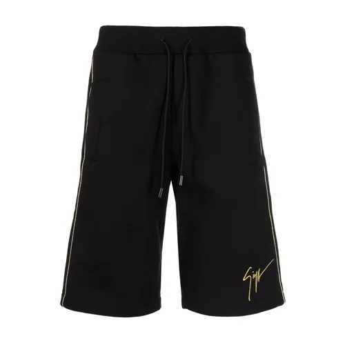 Black Cotton Elegant Bermuda Shorts - Giuseppe Zanotti - Modalova