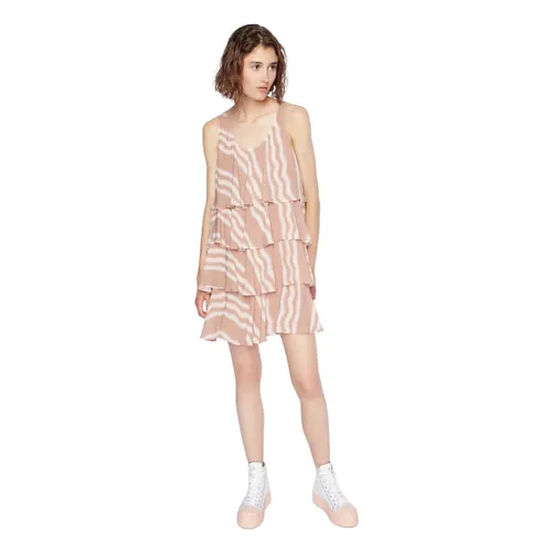 Striped Tiered Mini Dress Beige - Armani Exchange - Modalova