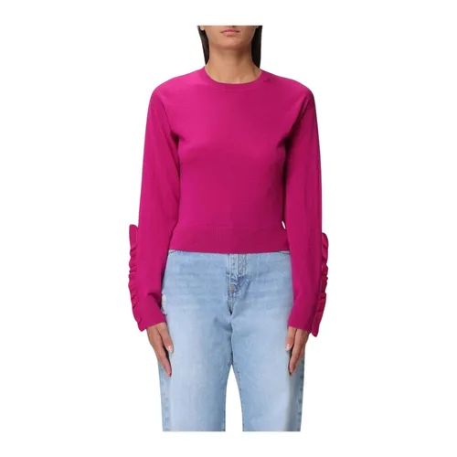 Ruffled Cuffs Merino Wool Sweater - Pinko - Modalova