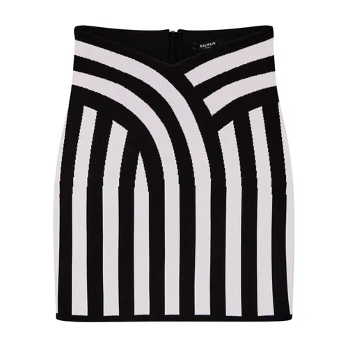 Striped Skirt Black White - Balmain - Modalova