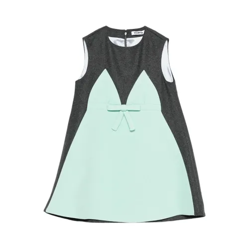 Grünes ärmelloses Kleid mit Schleifendetail und V-Ausschnitt - VIVETTA - Modalova