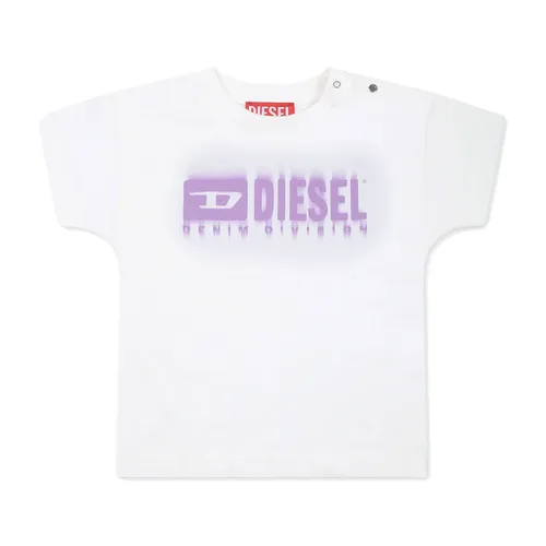 White Cotton Short Sleeves T-Shirt - Diesel - Modalova