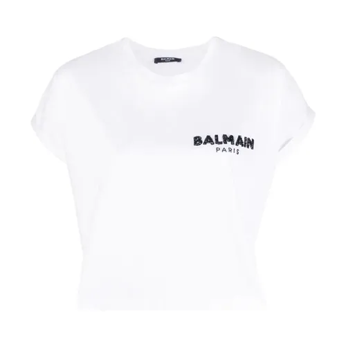 Embroidered detail crop top - Balmain - Modalova