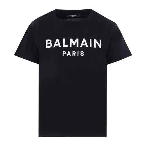 Black Short Sleeves Cotton T-Shirt - Balmain - Modalova