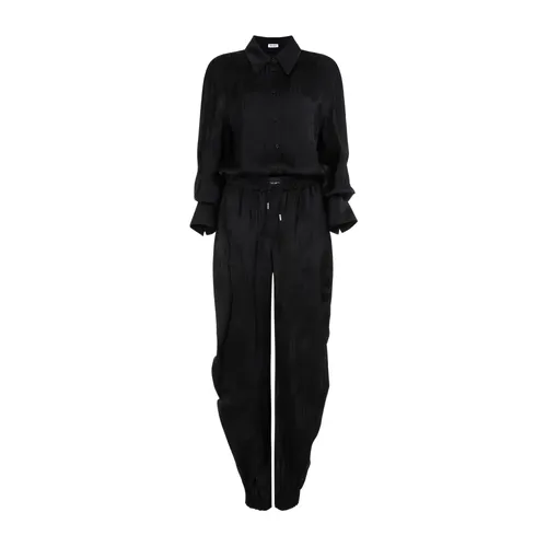 Black Jumpsuit with Tonal Logo Pattern - The Attico - Modalova
