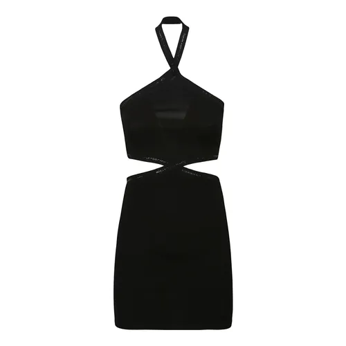 Criss Cross Logo Trim Halter Dress - T by Alexander Wang - Modalova