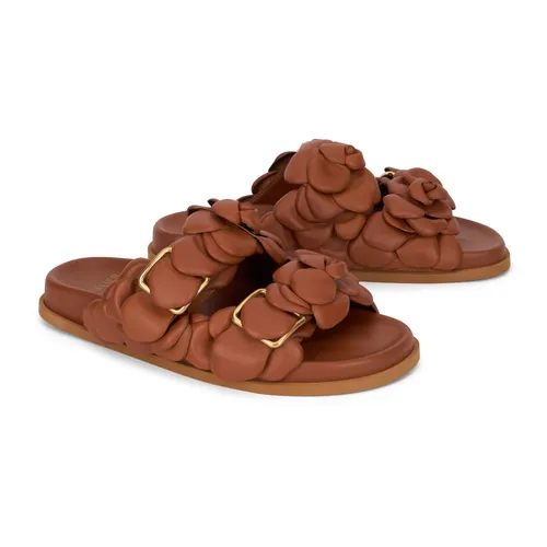Adjustable Strap Leather Slides - Valentino Garavani - Modalova