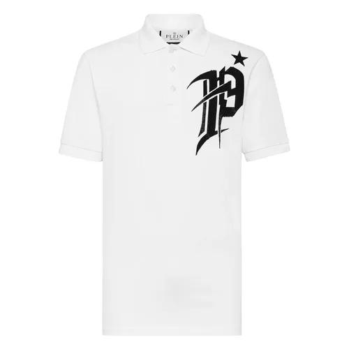 Slim Fit Polo Shirt SS Gothic Plein with Crystals - Philipp Plein - Modalova