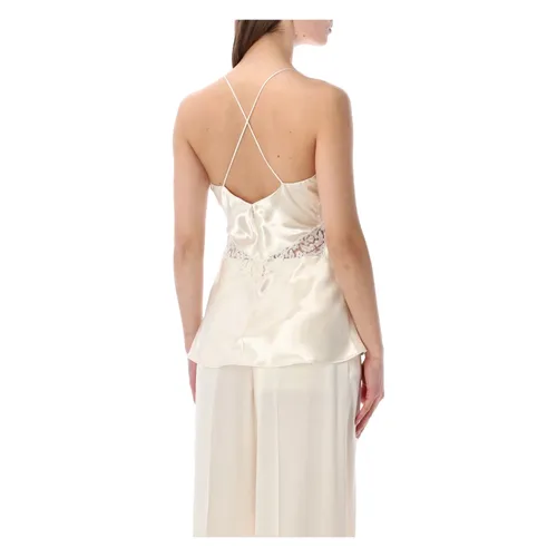 Satin Top with Lace - Alberta Ferretti - Modalova