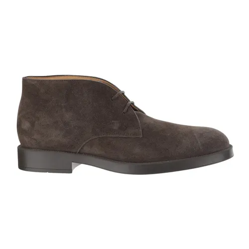 Dark Brown Suede Lace-Up Ankle Boots - Tod's - Modalova