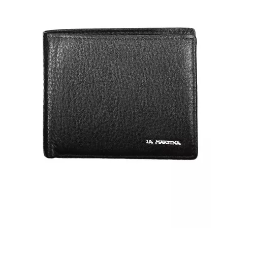 Elegant Black Leather Wallet with Two Compartments - La Martina - Modalova