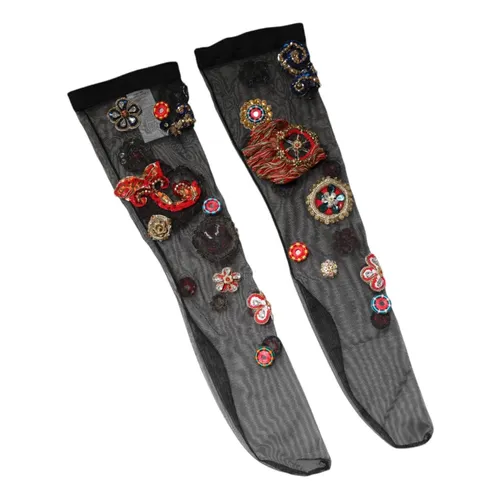 Black Crystal Stockings Sequined Embellished - Dolce & Gabbana - Modalova