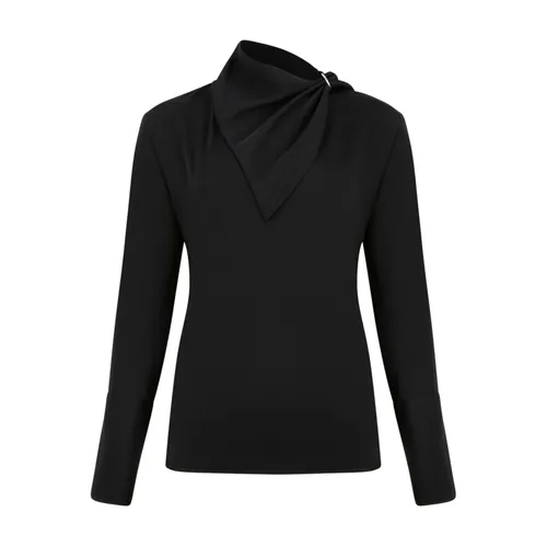 Black Asymmetrical Blouse with Scarf Detail - Courrèges - Modalova