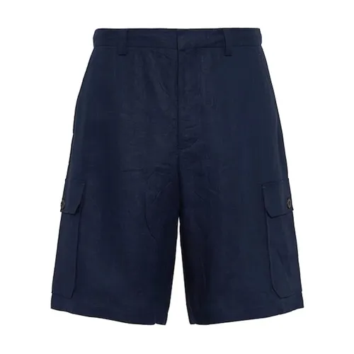 Linen Bermuda Shorts - Prada - Modalova