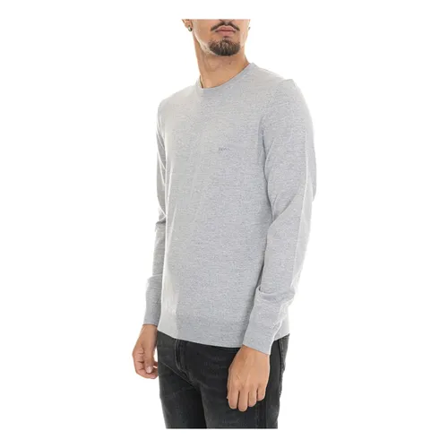 Round-neck wool pullover with logo - Hugo - Modalova