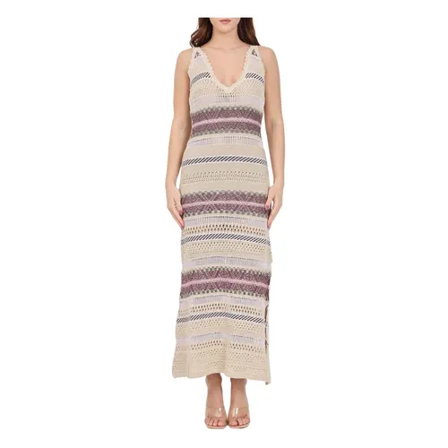 Langes Strickkleid mit Metallicfasern - Akep - Modalova