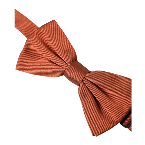 Brown Silk Bow Tie Adjustable Neck - Dolce & Gabbana - Modalova