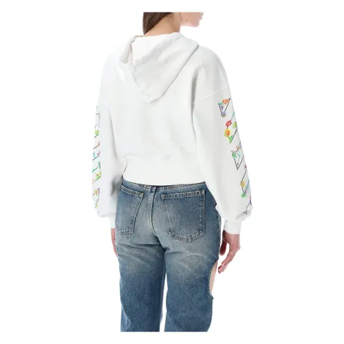 Flower Crop Hoodie - Off White - Modalova