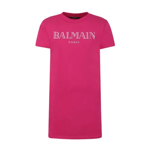 Fuchsia Logo Print Dress - Balmain - Modalova