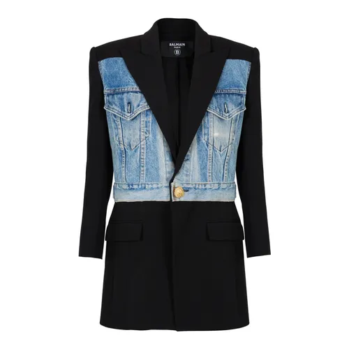 Button bi-material jacket - Balmain - Modalova