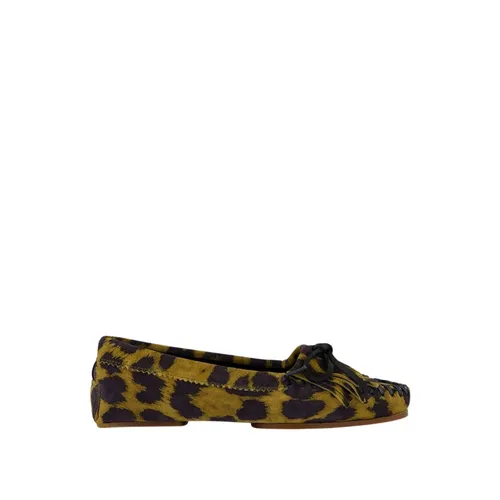 Leopard Wildleder Loafers mit Fransen - Paris Texas - Modalova