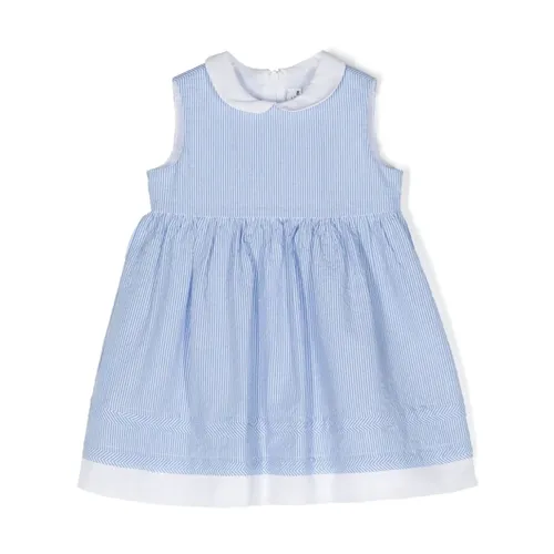 Blue Striped Sleeveless Dress - Il Gufo - Modalova