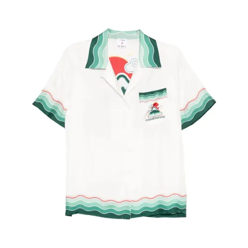 White Logo Print Button Shirt - Casablanca - Modalova