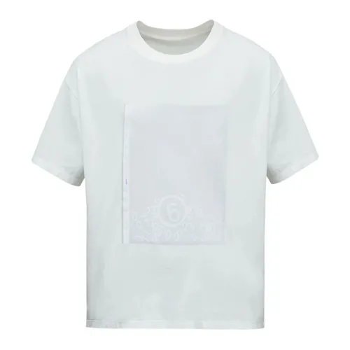 White Graphic Panel Cotton T-shirt - MM6 Maison Margiela - Modalova