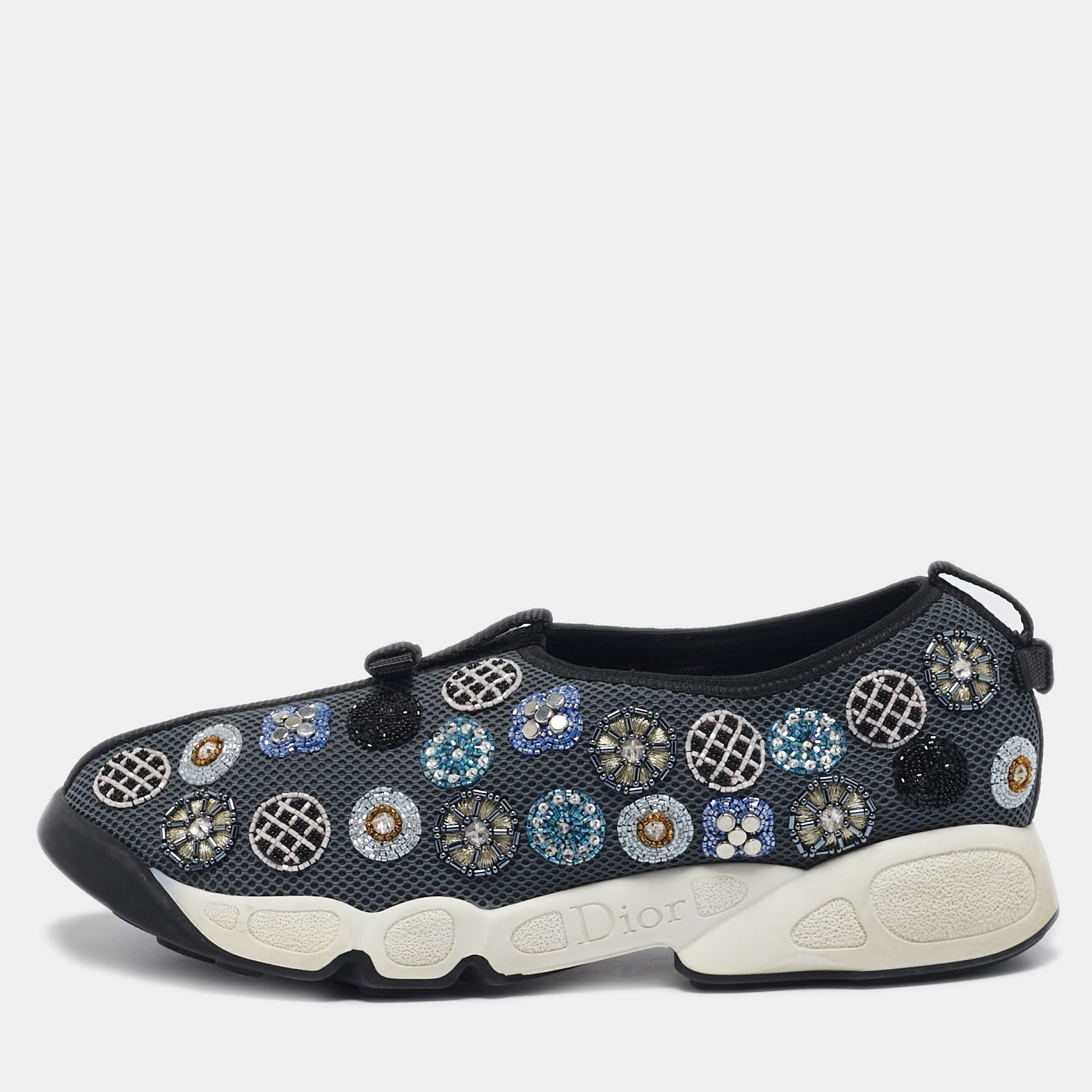 Mesh Crystal Embellished Fusion Slip On Sneakers Size 38.5 - Dior - Modalova