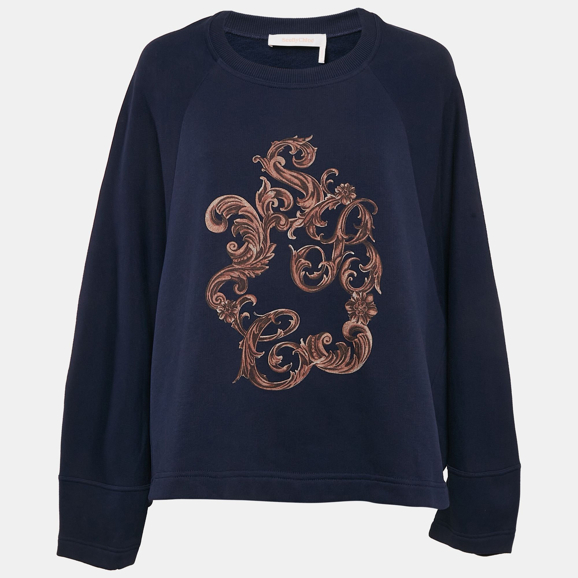 Printed Cotton Knit Stormy Night Sweatshirt L - See by Chloe - Modalova