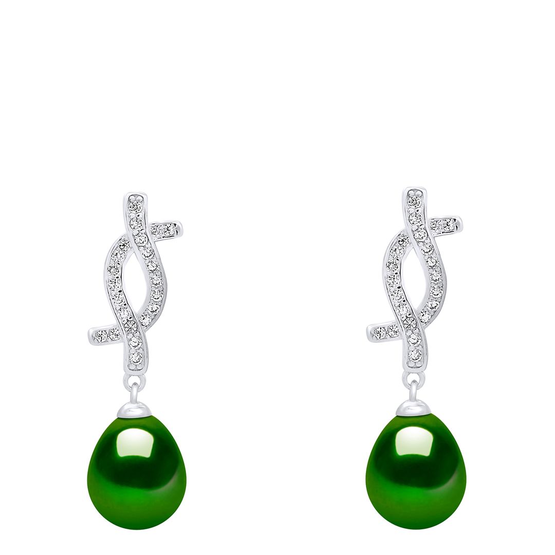 Silver/ Cultured Freshwater Pearl Earrings - Mitzuko - Modalova