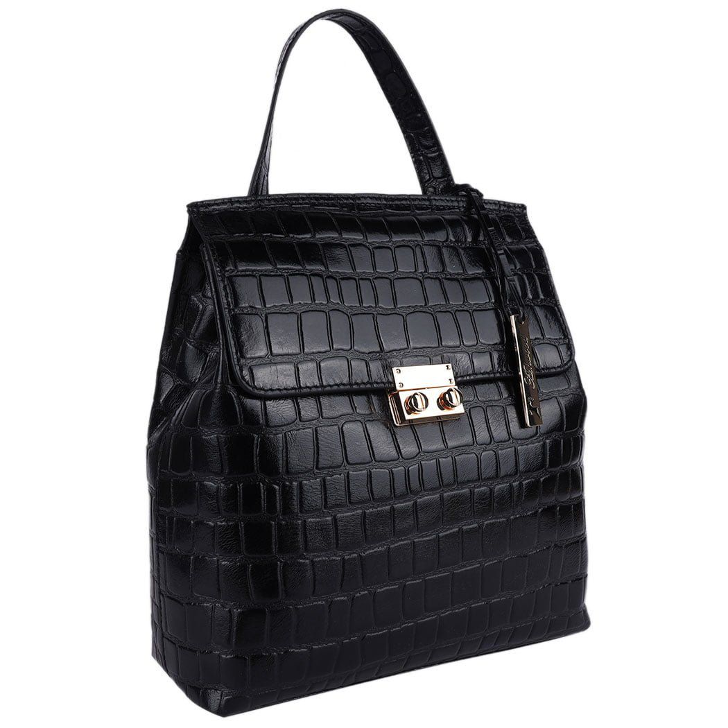 Ashwood Crocodile Print Leather Backpack: C-51 Black NA - Ashwood Handbags - Modalova