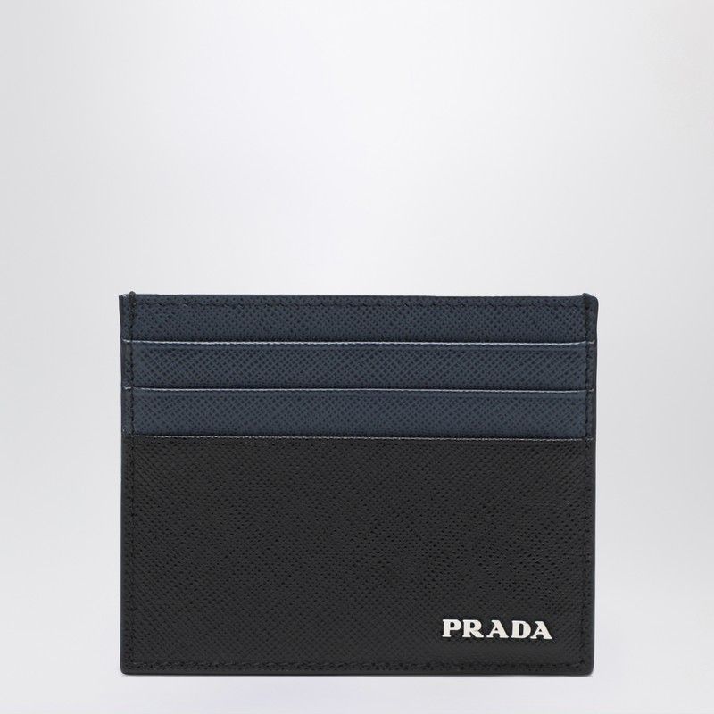 Card holder in Saffiano blue/black - Prada - Modalova
