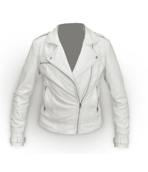 Women Perfecto White Leather Jacket - Feather skin - Modalova