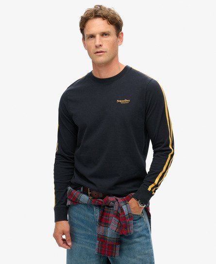 Men's Essential Logo Retro Long Sleeve Top Navy / Eclipse Navy - Size: S - Superdry - Modalova