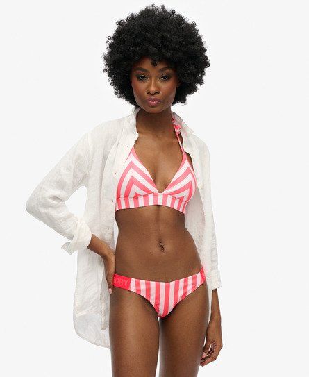 Women's Stripe Triangle Bikini Top Pink / Pink Stripe - Size: 16 - Superdry - Modalova