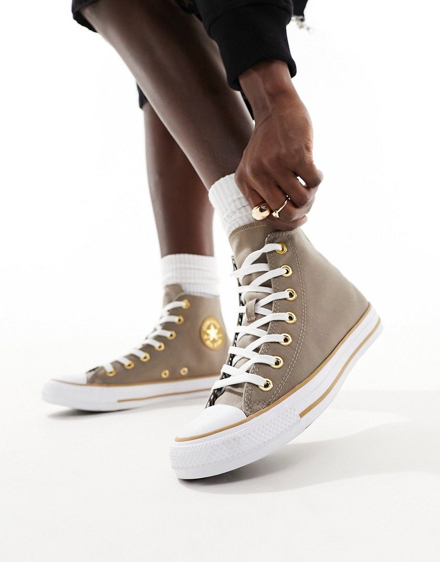 Chuck Taylor All Star - Sneakers in twill marrone con dettagli color - Converse - Modalova