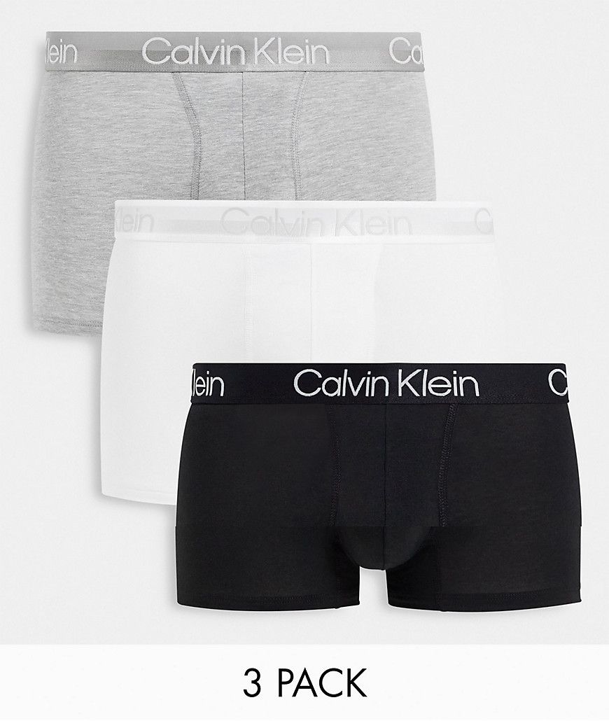Modern Structure - Confezione da 3 paia di boxer aderenti neri, bianchi e grigi - Calvin Klein - Modalova