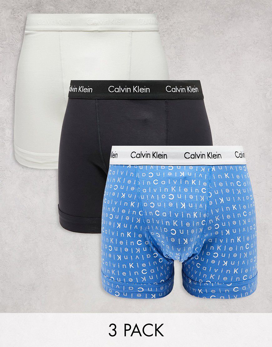 Confezione da 3 boxer aderenti blu, neri e grigi - Calvin Klein - Modalova