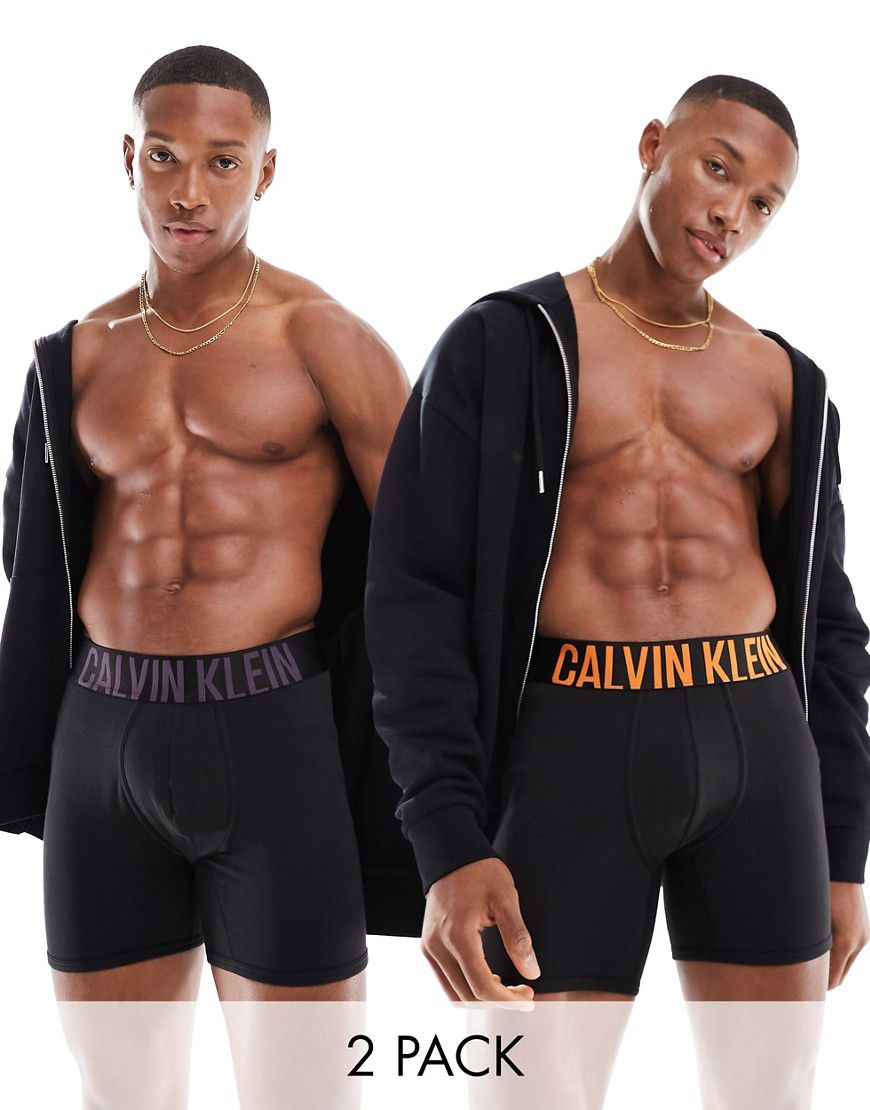 Intense Power - Confezione da 2 paia di boxer neri con fascia in vita con logo colorato - Calvin Klein - Modalova