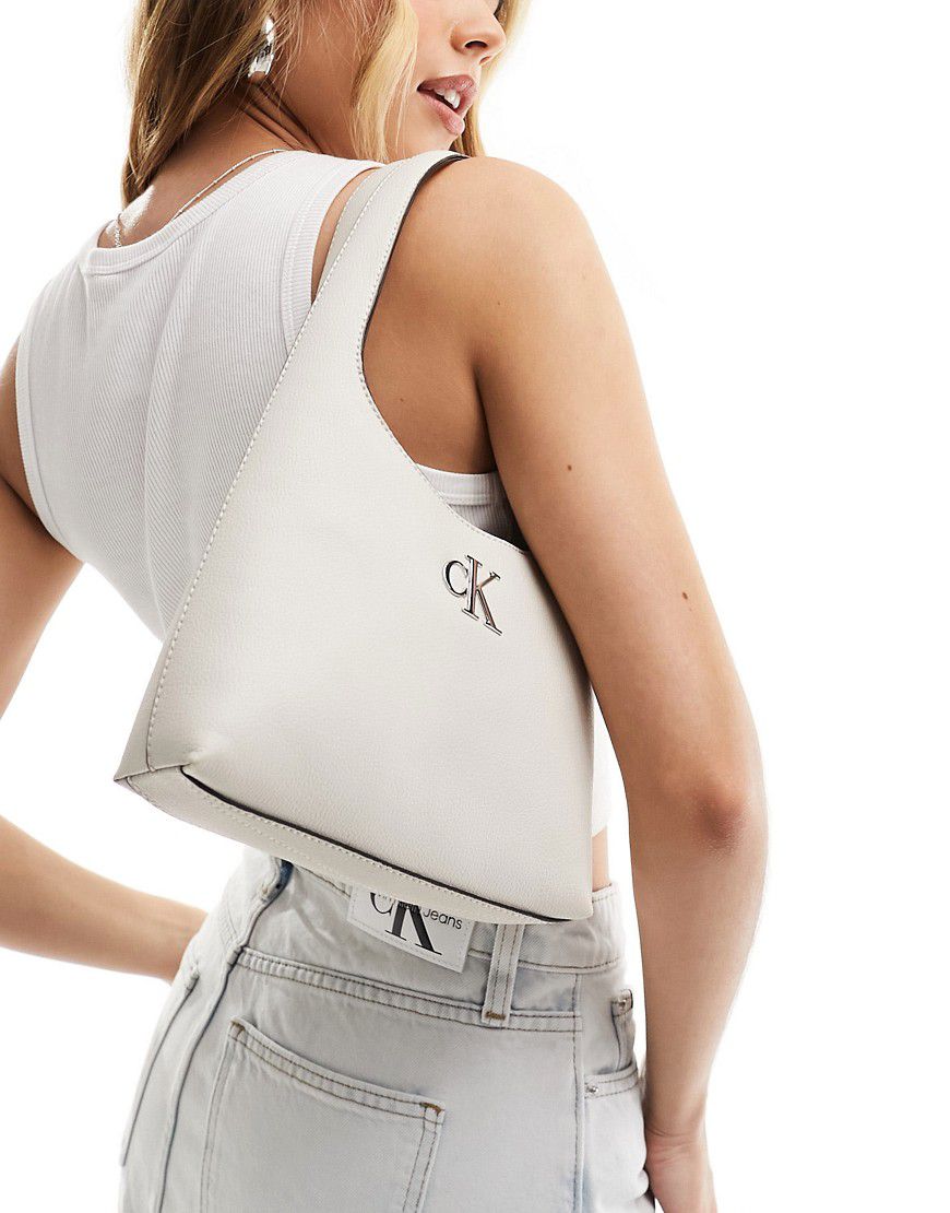 Borsa da spalla color pietra stile minimal con logo a monogramma - Calvin Klein Jeans - Modalova