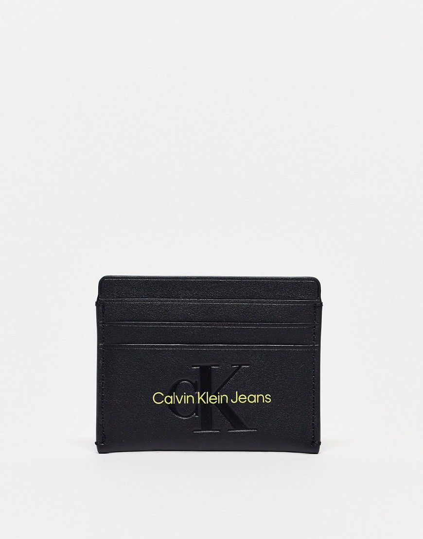 Portacarte nero con logo a monogramma - Calvin Klein Jeans - Modalova
