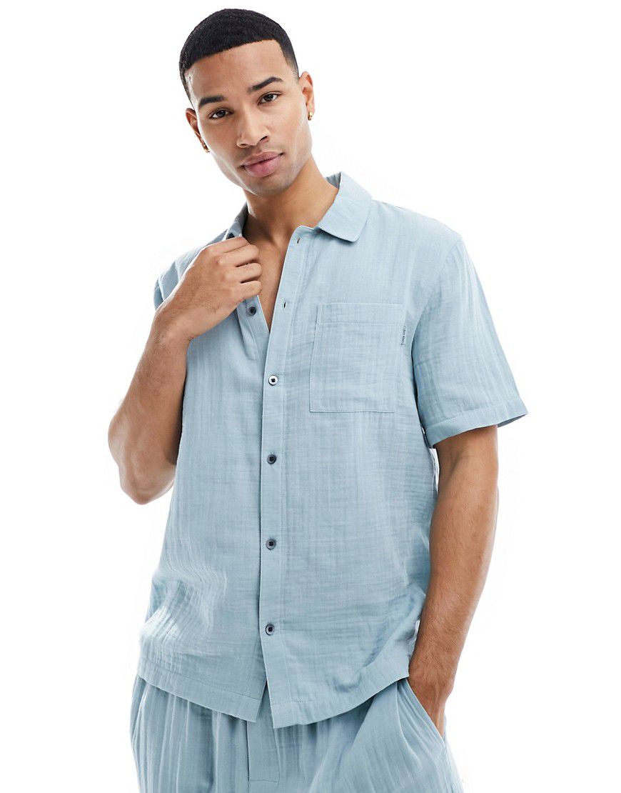 Pure - Camicia pigiama azzurro testurizzato - Calvin Klein - Modalova