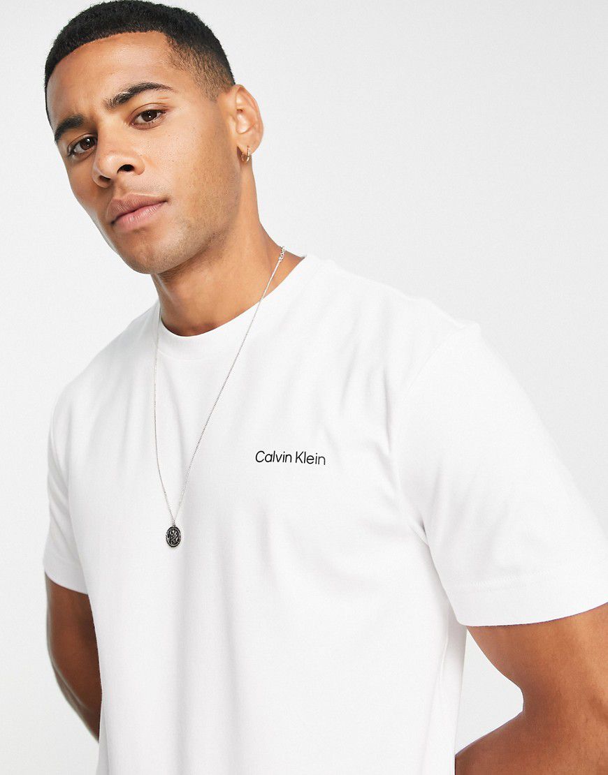 T-shirt in misto cotone bianca con logo - WHITE - Calvin Klein - Modalova