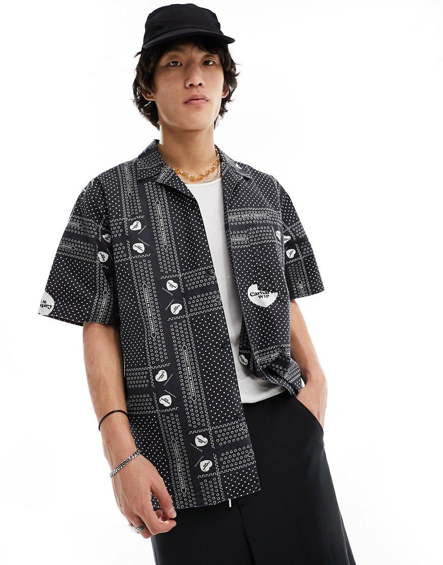 Camicia nera con stampa stile bandana e cuori - Carhartt WIP - Modalova