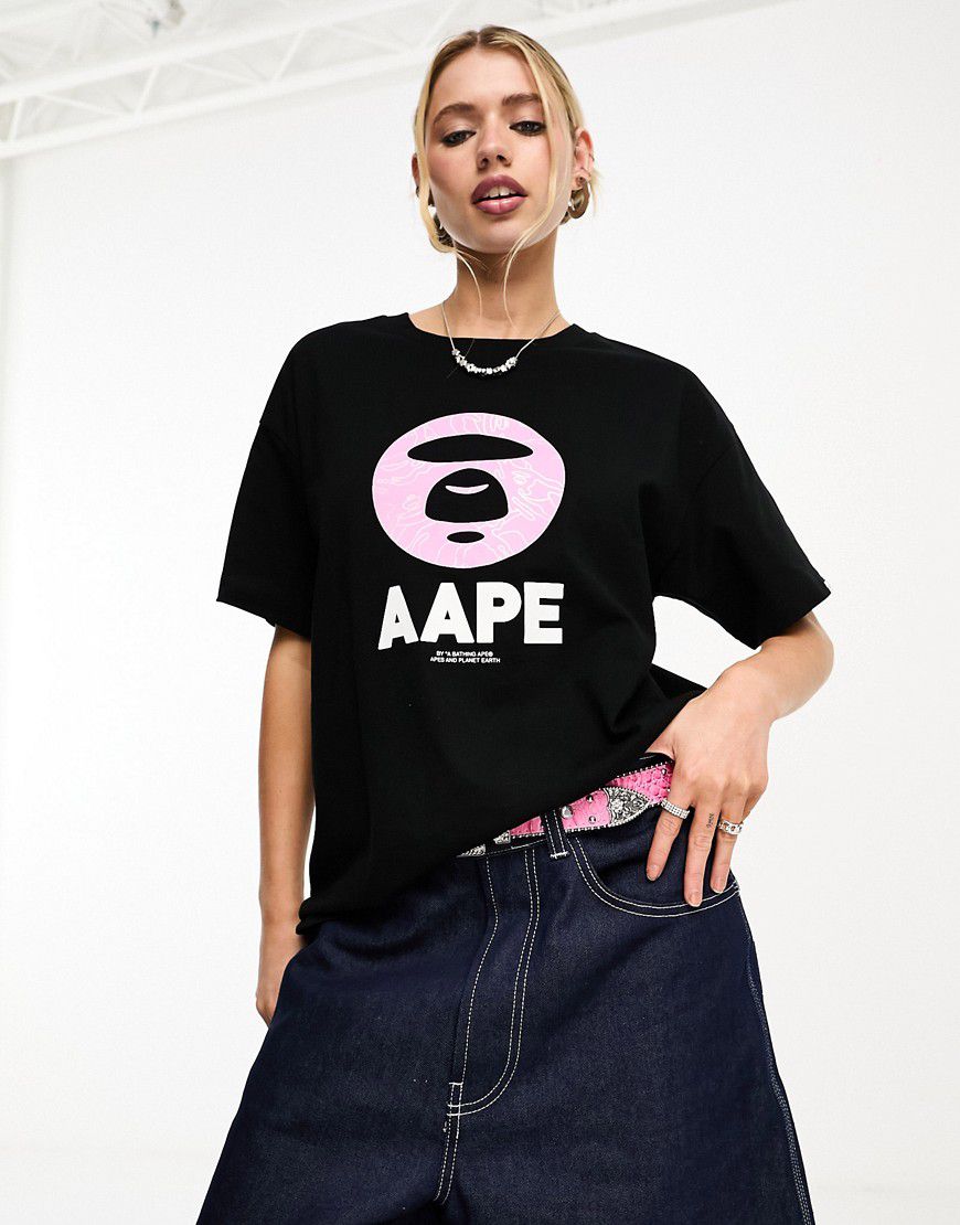 AAPE By A Bathing Ape - T-shirt nera con logo - AAPE BY A BATHING APE® - Modalova
