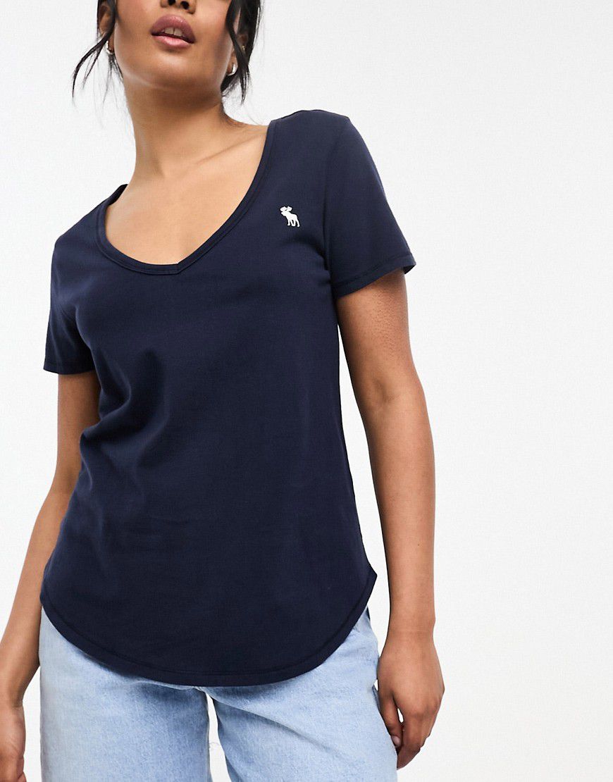 Confezione da 3 T-shirt con scollo a V bianca, nera e blu navy - Abercrombie & Fitch - Modalova